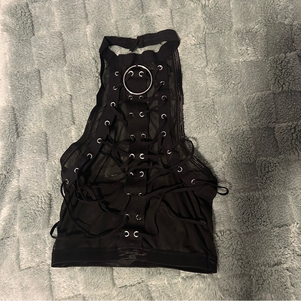 Black Lace-up Halter top